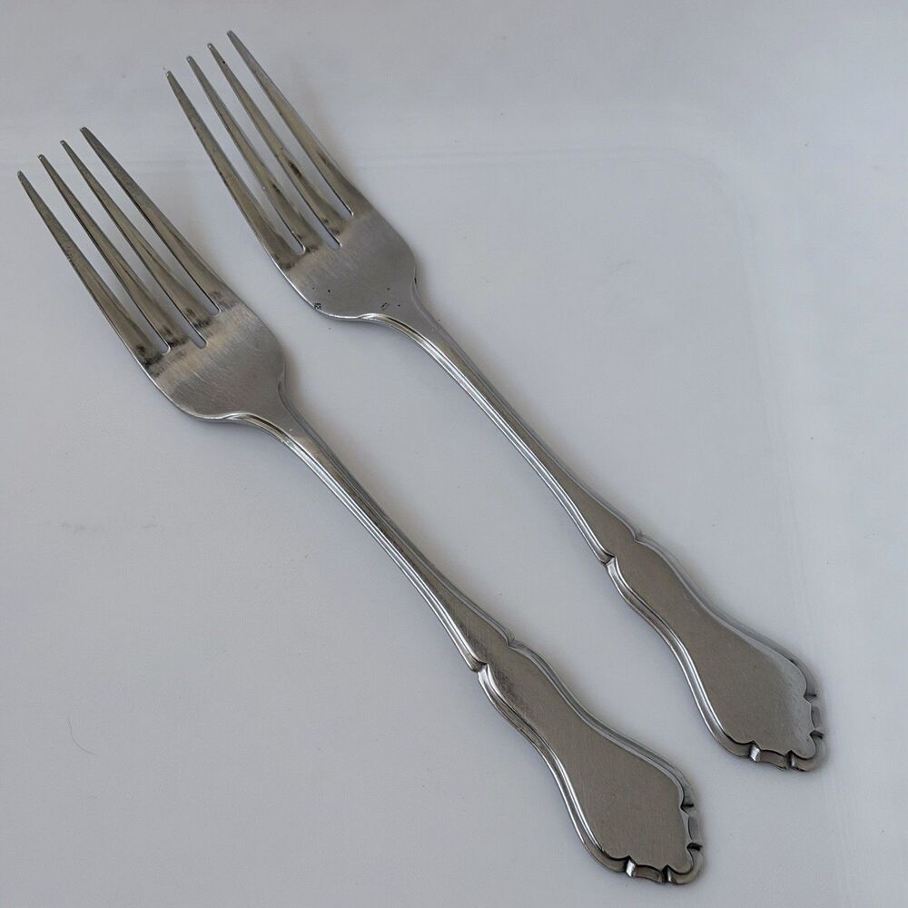 2pc Stanley Roberts Glendale Dinner Forks 7 1/2”Stainless Rogers Burnished Korea